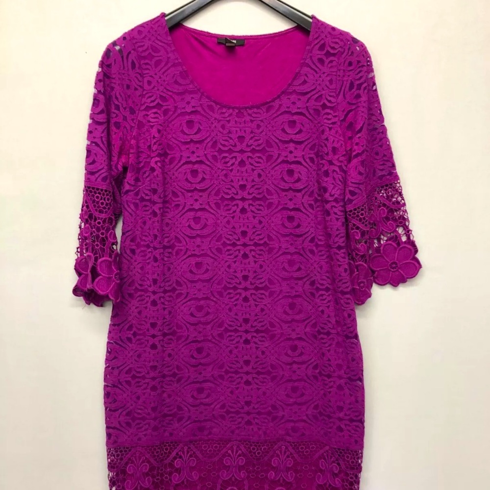 Alfani Women 3/4 Sleeve Lace Dress Size 16 Cotton Nylon Blend